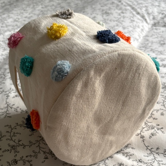 Petit Pehr Cotton Canvas Basket with Colorful Pom Poms - Picture 4 of 4